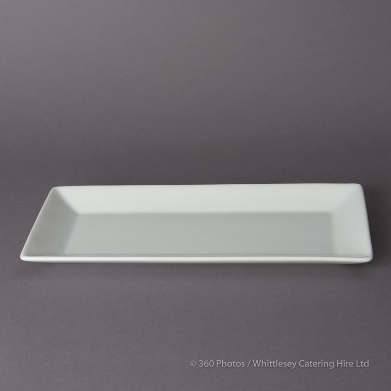 Crpw White China Rectangular Plate 28cm X 13cm Peach Events